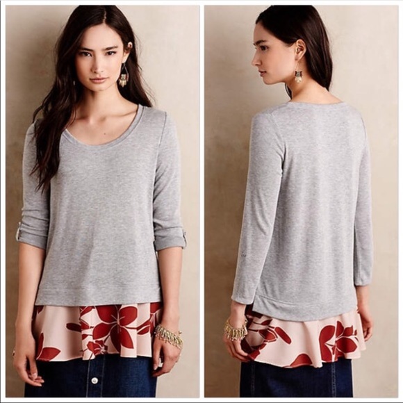 Anthropologie Little Yellow Button Layered Top